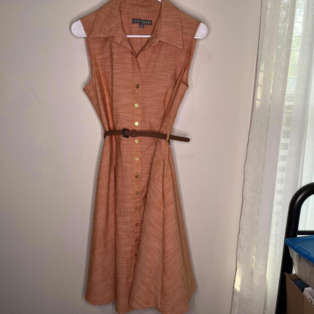 NWT Sharagano Clementine Women's Belted Shirt Dress, Sz. 8
